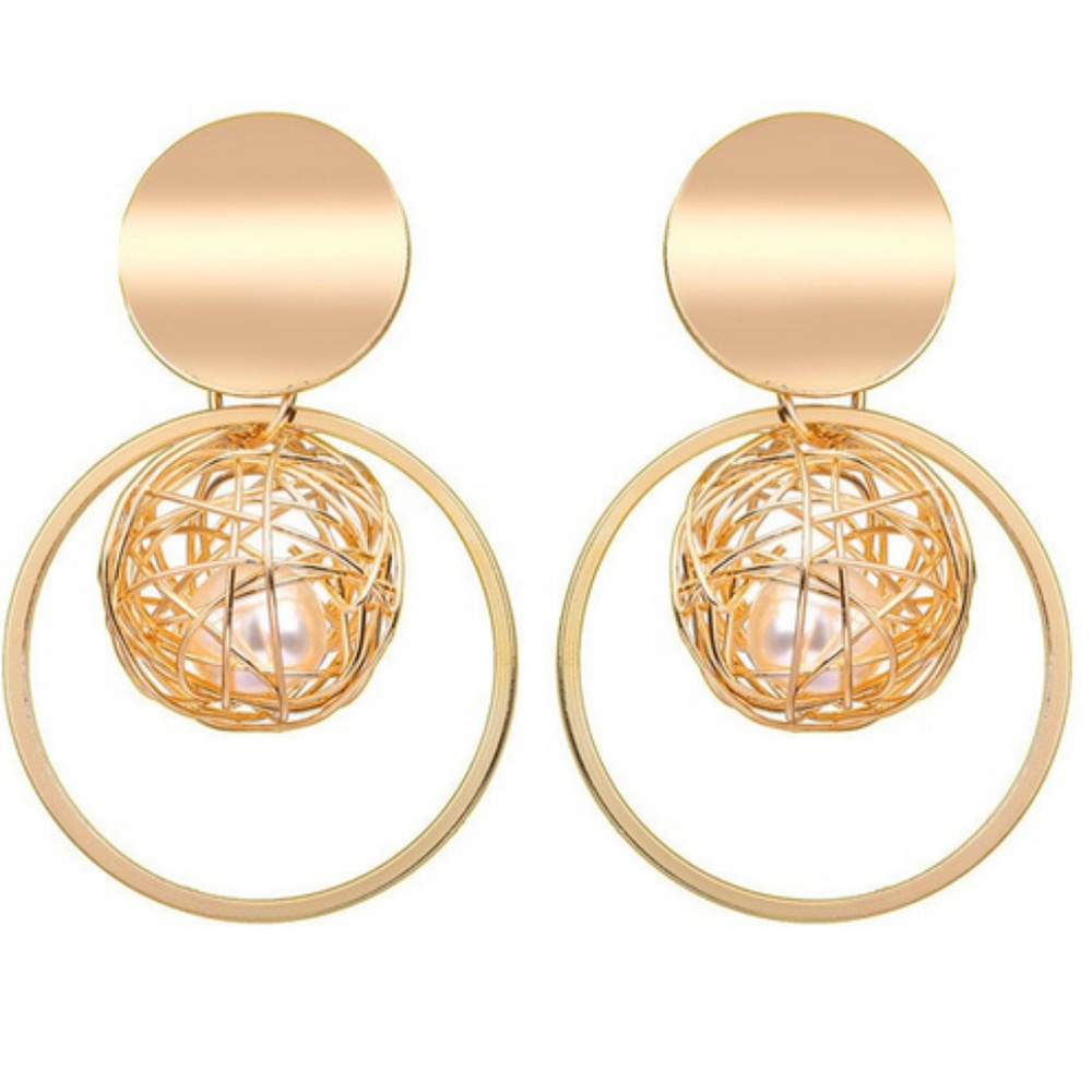 Dolce Hill - Gold Pearl Dangle Earrings
